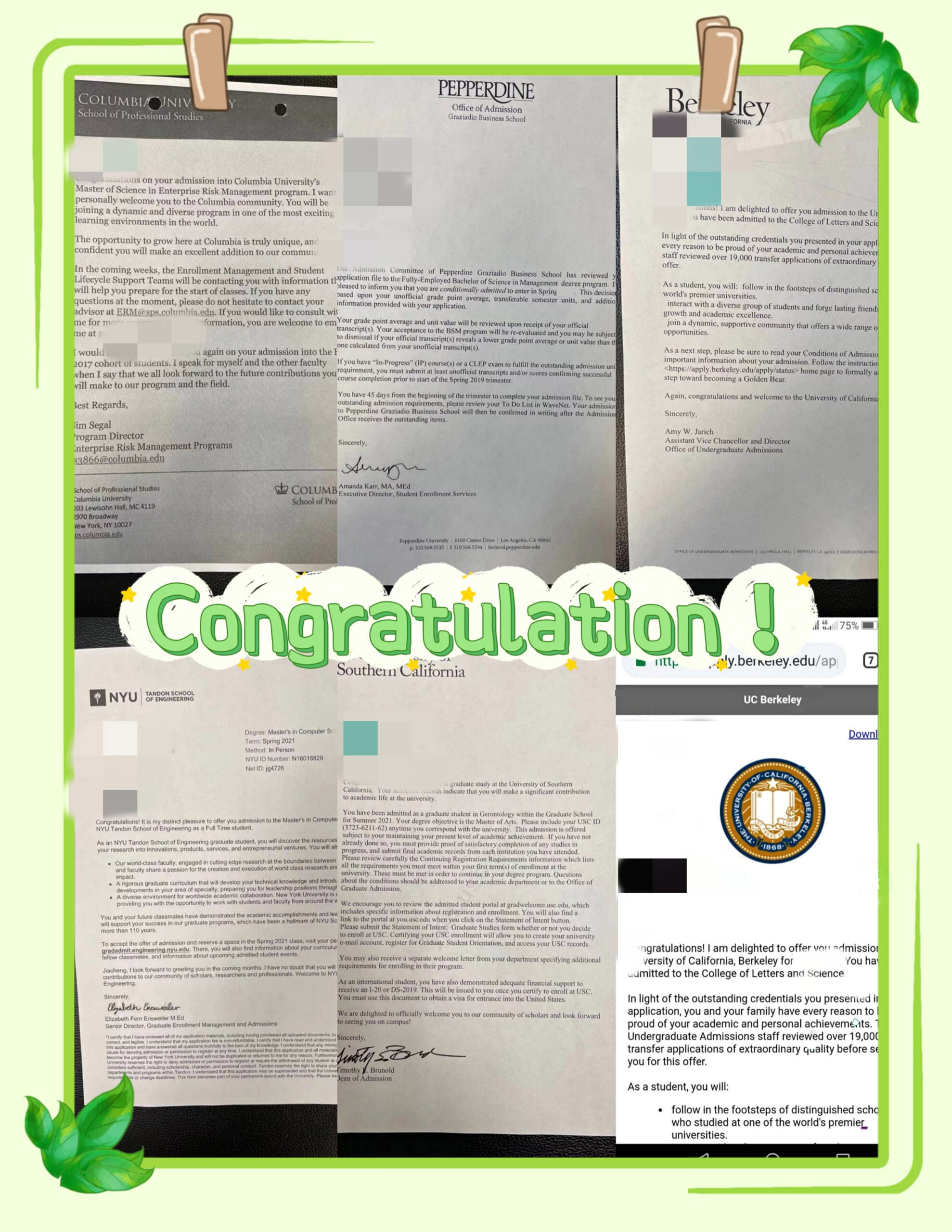 Admission Letters