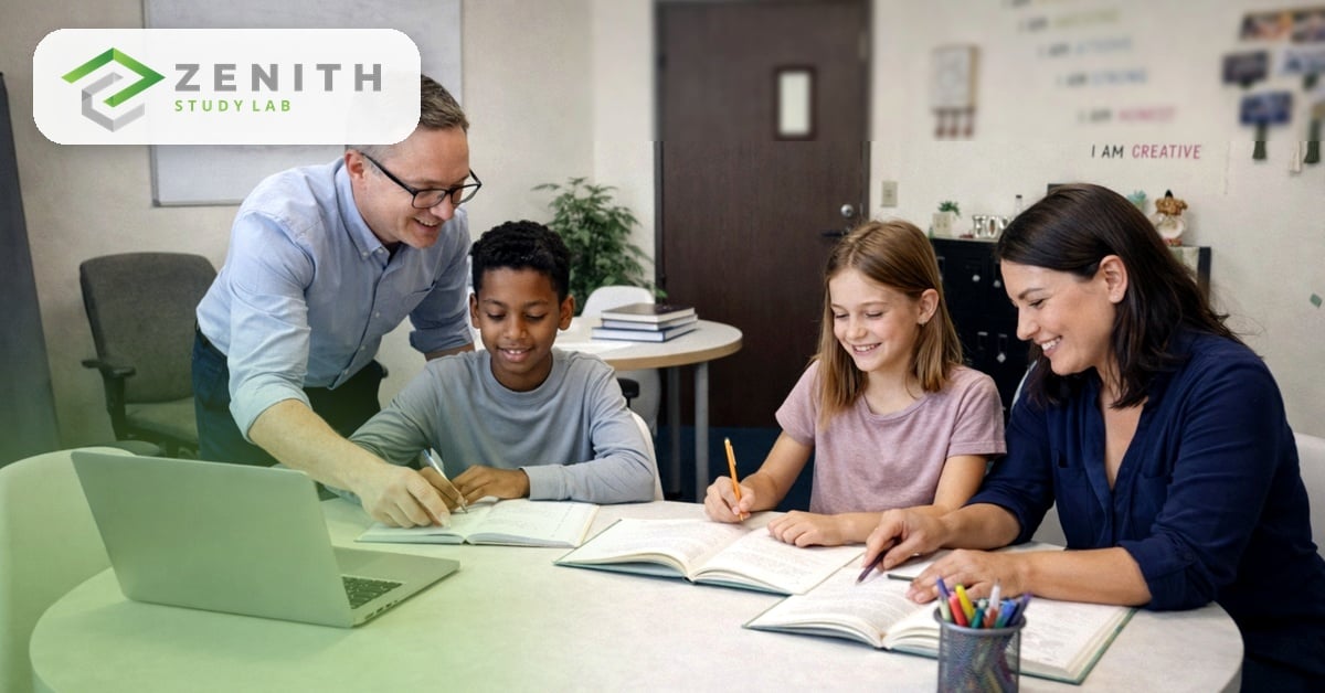 A student receiving thoughtful learning support to build stronger study habits and homework confidence at Zenith Study Lab.